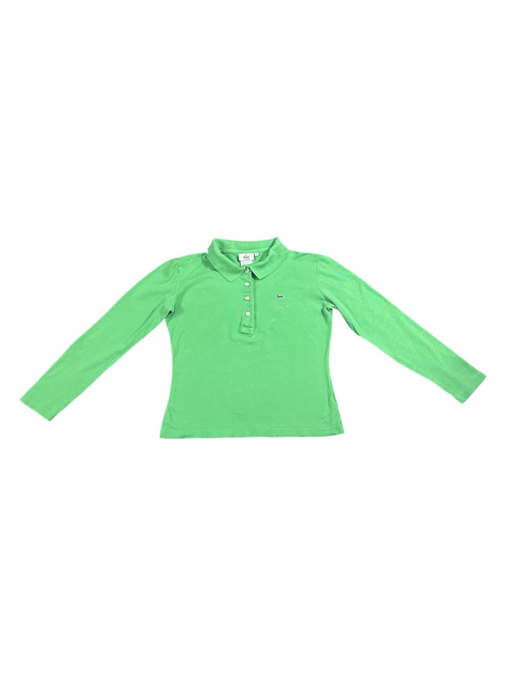 Lacoste Women’s 8 Green Cropped Long Sleeve Polo Shirt Made in France